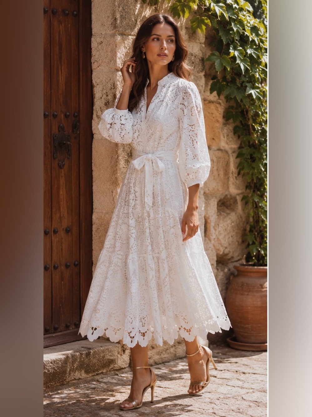 Badgley Mischka Broderie Anglaise White Dress Wedding Feminine Romantic Bridal